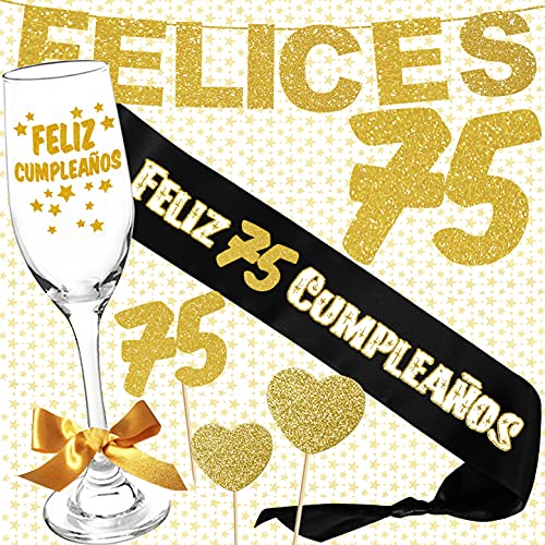 Consigue ahora Ideas para regalar Inedit Festa 75 Años Cumpleaños Banda Honorífica Feliz 75 Cumpleaños y 6 Topper. 1944 Naciste Rebajas 2024 | regaloscumple.com