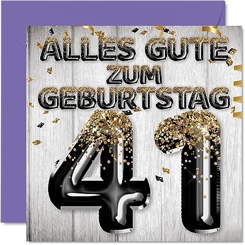Comprar Stuff4 Tarjeta cumpleaños número 41 para hombres globos con purpurina negra y dorada tarjetas felicitación cumpleaños para 41 años hombre hijo hermano tío 145 mm cuarenta Navidad y un Ofertas 2024 | regaloscumple.com