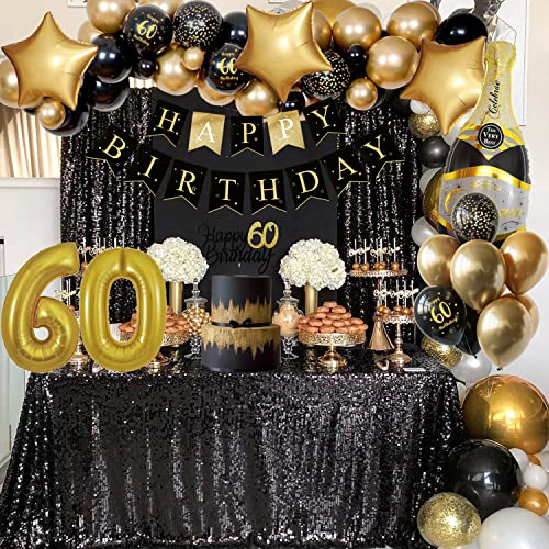 Oferta Flash 60 Cumpleaños Mujeres, Negro Años Cumpleaños, Fiesta Globos Guirnalda globos y