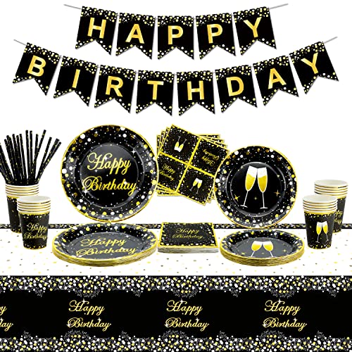 Comprar XJLANTTE 107 Piezas Catálogo Suministros para Fiestas en Negro y Dorado: Pancarta cumpleaños Dorada servilletas cumpleaños y Decoraciones para Fiestas Bodas Sirve para 20 Invitados Negro Dorado-s Top Precio 2024 | regaloscumple.com