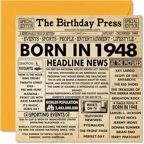 Oferta Tarjetas número hombres mujeres Born 1948 – feliz cumpleaños abuela, abuela, vintage, en 145 x mm,