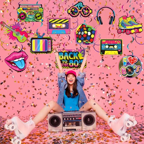 Ofertas en regaloscumple.com 53 Fiesta 80 Techo Colgantes Hip Retro Años Adultos Regreso Los 1980 Cumpleaños