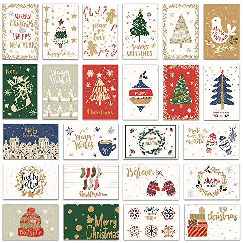 Comprar NLR Paquete tarjetas Navidad felicitación navideñas #Temporada Navidad | 24 Cartas 24 Diseños Únicos | 14 x 9 cm | Sobres y Sellos incluidos | Para Navidad y Año Nuevo (Bi-fold) Ofertas 2024 | regaloscumple.com
