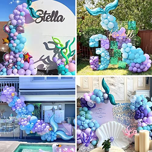 Comprar ahora Teselife Kit Guirnalda Arco Globos Sirena Morado, 89 Pcs Látex Metálicos Lila Purple Cortina Flecos Aluminio Para Niña Bebés Accesorios Fiesta Feliz Cumpleaños Pancartas Adornos
