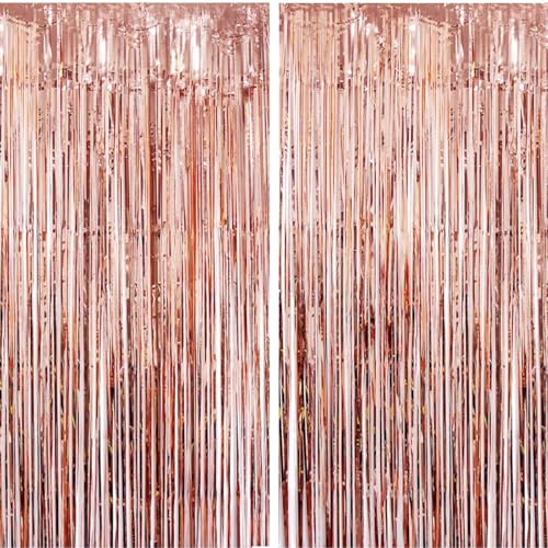 Comprar 2 Cortinas Metálicas Rosegold Cortina Lámina Oropel Franjas Decoración Fondo para Fiesta Cumpleaños Ideas para regalar Bodas Rebajas 2024 | regaloscumple.com