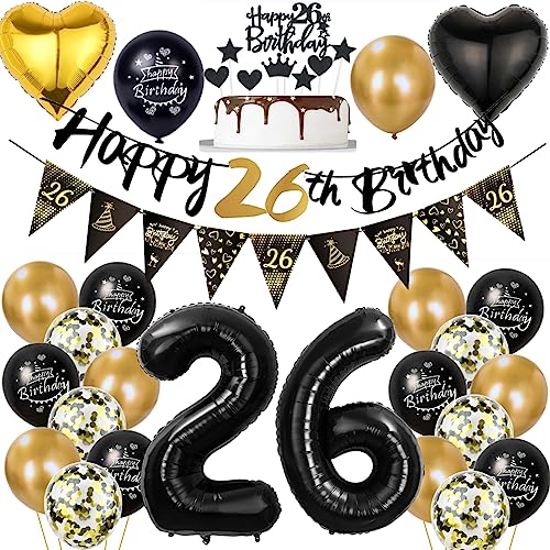 Consigue ahora Globos 26 Cumpleaños Hombre Mujer Decoracion 26 Cumpleaños Globo Decoracion 26 Años Oro Negro 26 Años Decoracion Cumpleaños Globo Oro Negro Globos 26 Años Oro BlackFriday Negro Oro Negro 26 Años Globos Rebajas 2025 | regaloscumple.com