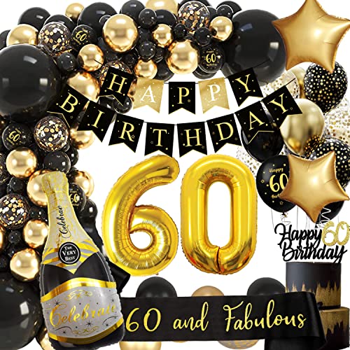 Consigue ahora Globos 60 Años Cumpleaños Hombres Mujeres Oro Negro BlackFriday 60 Años Decoracion Cumpleaños Decoraciones Fiesta 60er Globos Cumpleaños Guirnalda y globos para Niño y Niña Top Precio 2023 | regaloscumple.com