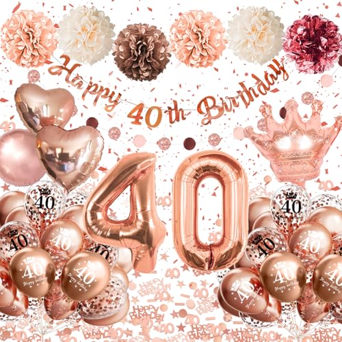 Consigue ahora Globos Decoracion 40 Cumpleaños 40 Regalos Cumpleaños Mujer Globos 40 Cumpleaños Rosa Gold Globos Cumpleaños 40 Años con Pancarta Feliz Cumpleaños Pompones Confeti para Decoracion Cumpleaños 40 Mujer Ofertas 2025 | regaloscumple.com