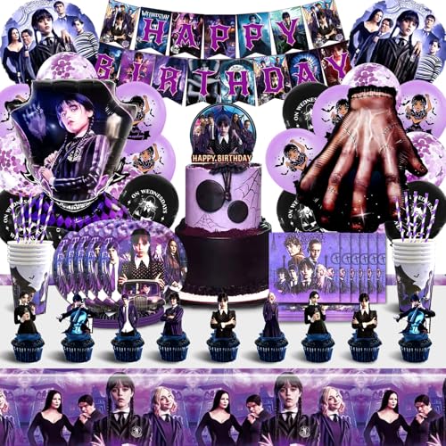 Consigue ahora 99 Piezas Wednesday Decoracion Cumpleaños Wednesday Cumpleaños Globos Wednesday Vajilla cumpleaños niños Wednesday Decoración Cumpleaños Vajilla Includ Globos Mantel Platos Tazas BlackFriday Servilletas Ofertas 2024 | regaloscumple.com