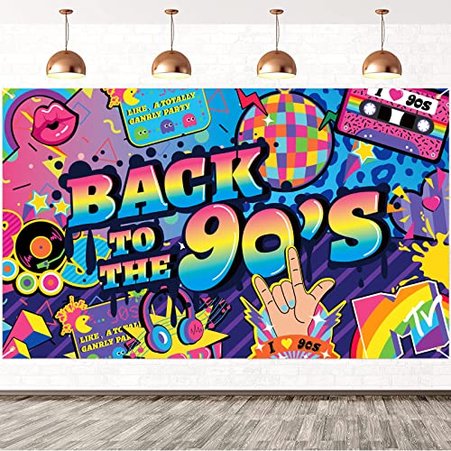 Dónde comprar en España DPKOW Vuelta a los años 90 Pancarta para decoración de Fiestas 90, Retro Interior casa Decoración, 1990 cumpleaños Foto Fondo Vistoso 90s Pared Cartel Decoración