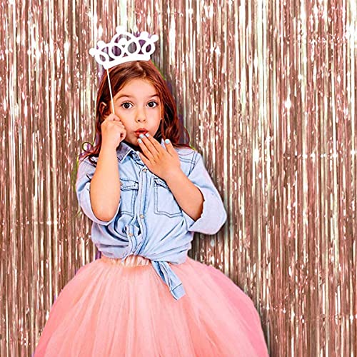 Dónde comprar en España 2 Cortinas Metálicas Rosegold, Cortina de Lámina, Oropel Franjas Decoración Fondo para Fiesta Cumpleaños Bodas