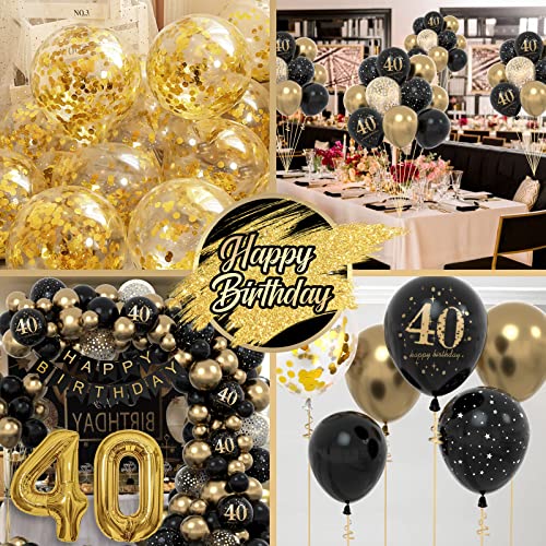 Oferta Flash Años Cumpleaños, 40 Hombres, Fiesta Negro Globos con Feliz y Dfiesta 40 Decoracione