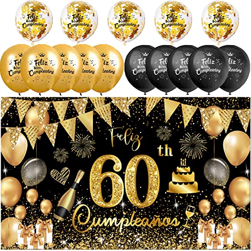 Top Precios Escrita en Español 1 Pancarta Feliz Cumpleños 60 Decoración 60 Años
