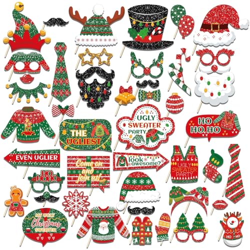 Comprar HEKOBAG 45 Piezas Accesorios Fotos Navidad Santa Hat/Glasses/Red Lips Christmas Photo Booth con 45 Sticks Navidad Accesorios Catálogo Photocall Foto Prop para Fiesta Navidad Cumpleaños Fotografía Rebajas 2025 | regaloscumple.com
