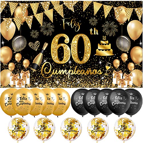 Oferta (1+15) Cumpleaños Escrita Español Pancarta Cumpleños Decoración Años Oro Bithday Cartel Globos Adornos Cumpleaños