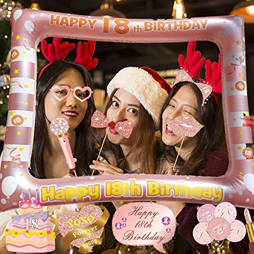 Dónde comprar en España Cumpleaños Años, Marco Inflable Rosa, Piezas Cumpleaños Booth Purpurina Cumpleaños Photocall Cumpleaños