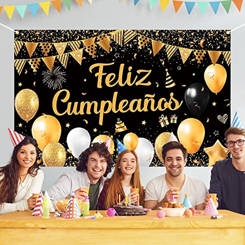 Ofertas de última hora Pancarta Feliz en Cumpleaños Banner,Negro Pancartas Fondo Cumpleaños,Fiesta Pancarta