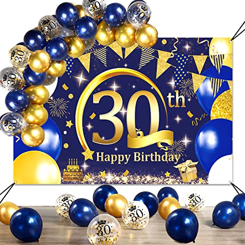 Comprar 30 Cumpleaños Decoración SWPEED Azul Oro Extra Grande Tela 30 Años Feliz Cumpleaños Pancarta BlackFriday Cartel Globos 30 Cumpleaños 30 cumpleaños Pancarta Photocall Fondo Fiesta para Hombre Mujer Ofertas 2024 | regaloscumple.com