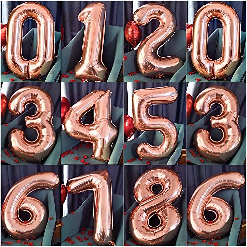 Ofertas de última hora Ponmoo Foil Globo Número 15 51 Oro Rosa Gigante Numeros