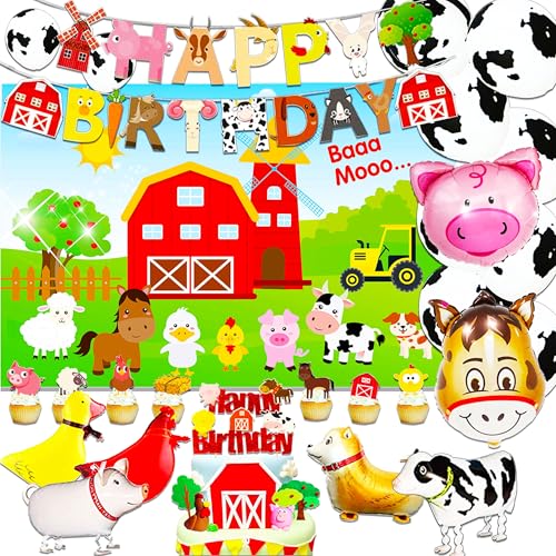 Comprar JeVenis Animales Granja Suministros Fiesta Cumpleaños Animales Granja Cumpleaños Telón Fondo Corral Suministros Fiesta Cumpleaños Globos Vaca Top BlackFriday Precio 2024 | regaloscumple.com