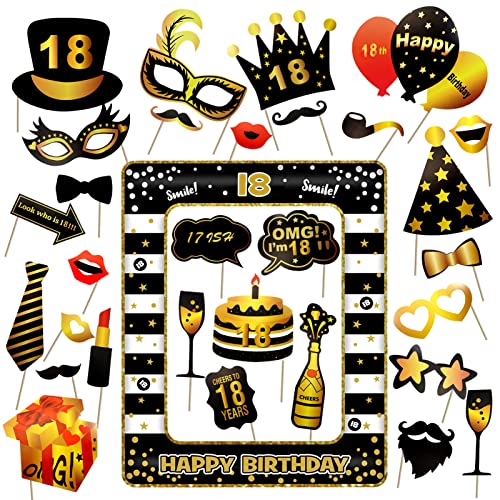 Comprar TOAOB 31 Unidades Fotocol 18 Años Photo Booth Props Cumpleaños con Selfie Marco Inflable Negro y Oro Divertidos Accesorios Decoración Regalos para Photocall Fiestas y Cumpleaños Top Precio 2025 | regaloscumple.com