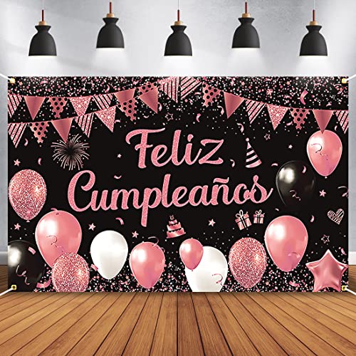 Comprar Grande Pancarta con Feliz Cumpleaños en Español Fiesta Cumpleaños Decoración Banner Rosa Ideas para regalar Cumpleaños Pancartas Fotográficas Tela Fondo Decoracion Cumpleaños Fiesta Aniversario Pancarta Top Precio 2024 | regaloscumple.com