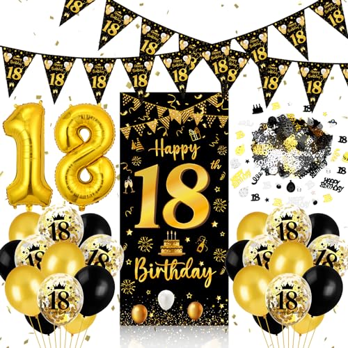 Consigue ahora Decoracion 18 Cumpleaños Chicos Chicas Pancarta BlackFriday 18 Cumpleaños Globos 18 Cumpleaños Oro Negro 18 Confeti Cumpleaños Pancarta Triángulo Photocall 18 Cumpleaños para Chicos Chicas Fiesta Rebajas 2024 | regaloscumple.com