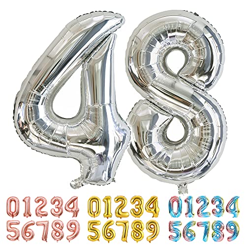 Consigue ahora Ponmoo Foil Globo Número 48 84 Plata Gigante Numeros 0 1 2 3 4 5 6 7 8 9 10-19 20-29 30-39 40-49 50-60-70-80-90-100 Grande Globos para Promoción La Boda Aniversario y Cumpleaños Fiesta Decoración Ofertas 2025 | regaloscumple.com