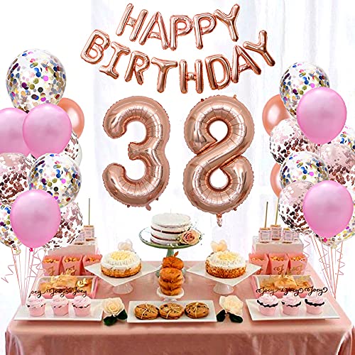 Top Precios Globos numeros 38 años Number globo número 38 oro rosa