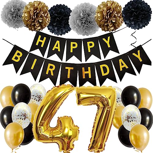 Comprar BlackFriday Feelairy Globos 47 cumpleaños decoración hombres mujeres negro oro decoración cumpleaños 47 años hombre mujer feliz cumpleaños decoración confeti globos decoración 47 cumpleaños hombre 47 Rebajas 2024 | regaloscumple.com