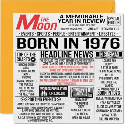 Comprar Tarjetas cumpleaños número 48 para hombres y mujeres periódico nacido en 1976 tarjeta feliz 48 cumpleaños para mamá papá tío Cumpleaños tía vintage retro Back In 1976 145 mm x 145 mm cuarenta y Ofertas 2025 | regaloscumple.com