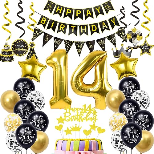 Comprar Globos 14 Años cumpleaños niño niña decoración oro negro cumpleaños decoración Catálogo 14 niño globos 14 años niño cumpleaños decoración negro oro cumpleaños Decoración para Tartas 14 años chico chica Top Precio 2024 | regaloscumple.com