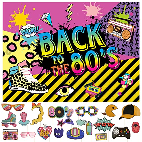 Comprar Hocadon Pancarta para Decoración Fiestas Años 80 y 19pz 80's Photo Booth Props Decoracion Fiesta Años 80 para Temática Retro Los Años 80 Fiestas BlackFriday 150 x 100 cm Top Precio 2023 | regaloscumple.com