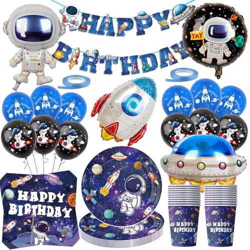 Comprar Juego decoración cumpleaños espacial 79 unidades vajilla fiesta Regalos con globo astronauta juego accesorios para fiestas platos papel servilletas globos cohetes naves espaciales Rebajas 2025 | regaloscumple.com