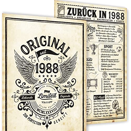 Consigue ahora Mojoliving 34 años - Regalo personalizado cumpleaños - Año 1988 - Regalos Tarjeta cumpleaños 34 años - para mujer y 34 años - Para hombre (2 x A4 sin marco regreso a 1988) Top Precio 2024 | regaloscumple.com