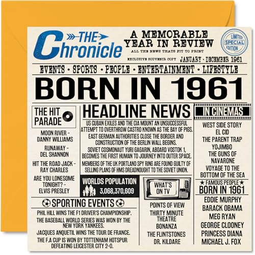 Oferta Tarjetas 62 y periódico en tarjeta 62 abuelo, abuela, abuela, vintage, Back 1961, mm