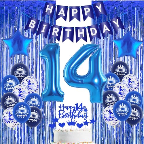Comprar Azul 14 Años Decoracion Cumpleaños Niño Azul Globos 14 cumpleaños Azul Cortina Oropel 14 años Azul Globos Cumpleãnos 14 Navidad Niño Cortinas Fiesta 14 años Niño decoración 14 años Fondo Decoración azul Ofertas 2025 | regaloscumple.com