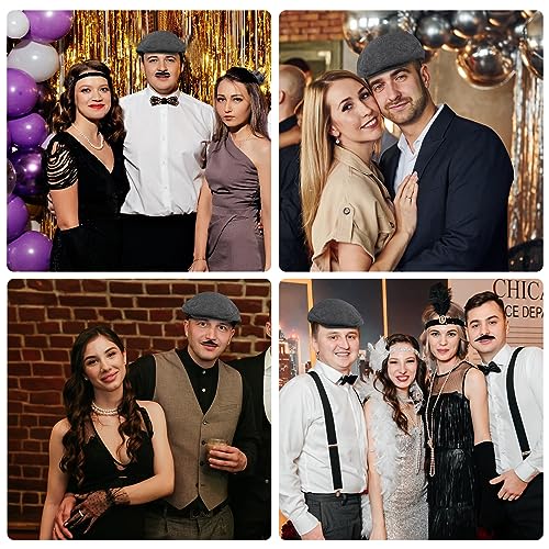 Dónde comprar en España 1920s Gatsby Accesorios Hombre, 7 Piezas Disfraz Años 20, de con Sombrero Panamá Tirantes Reloj Bolsillo Pajarita Bigote Falso Gafas, para Carnaval Mascarada Halloween