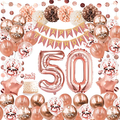 Comprar Globos 50 Promoción Cumpleaños Decoracione 50 Años Cumpleaños Decoraciones Oro Rosa 50 Cumpleaños Decoración Globos Látex Dorado Papel Pompones Papel para Mujeres Adultos feliz Decoración Reutilizable Rebajas 2024 | regaloscumple.com
