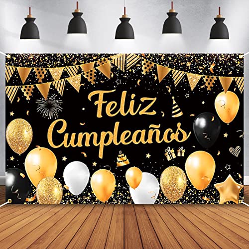 Consigue ahora Grande Pancarta con Feliz Cumpleaños en Catálogo Español Fiesta Cumpleaños Decoración Banner Negro Cumpleaños Pancartas fotográficas Tela Fondo Decoracion Cumpleaños Fiesta Aniversario Pancarta Rebajas 2024 | regaloscumple.com