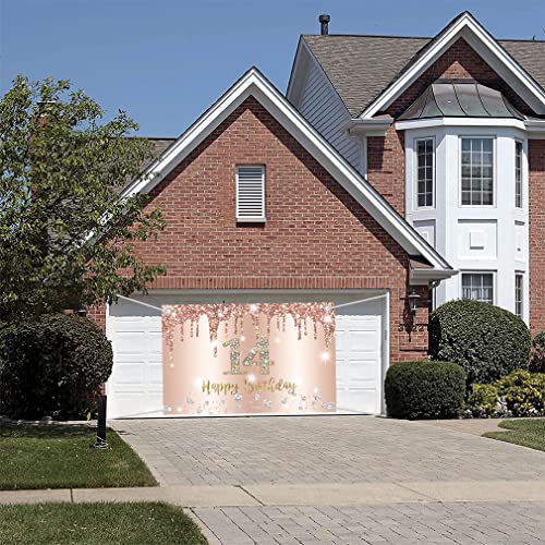 Ofertas 14 cumpleaños niña decoración 14 cumpleaños pancarta oro rosa 14