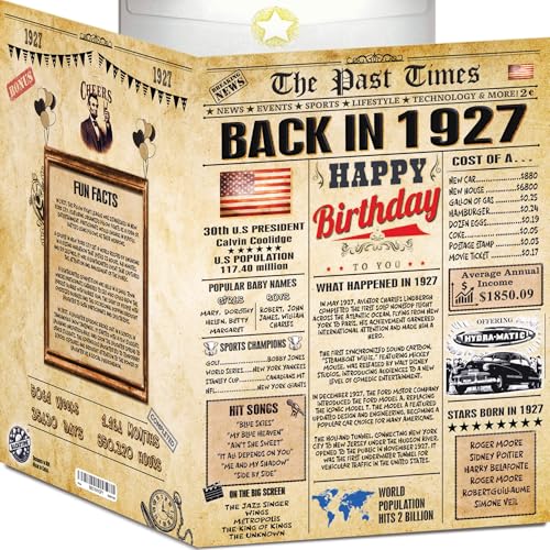 Consigue ahora Tarjetas cumpleaños número 97 para hombres y mujeres – Periódico Back In 1927 (A4 tarjeta cumpleaños + sobre) regalos grandes decoraciones feliz cumpleaños para Navidad ella tarjeta divertida Rebajas 2025 | regaloscumple.com