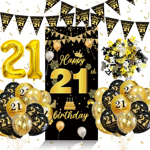 Comprar Globos 21 Cumpleaños Hombre Mujer Decoracion 21 Cumpleaños con Globos Cumpleaños 21 años 21 Regalos año Decoracion Cumpleaños Feliz Fiesta 21 años Decoraciones para 21 Cumpleaños Oro Negro Rebajas 2025 | regaloscumple.com