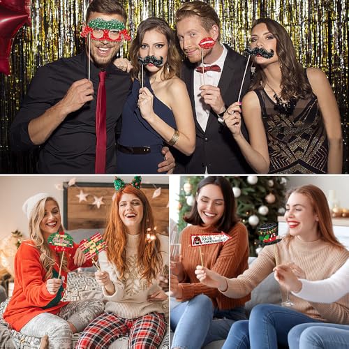 Ofertas de última hora HEKOBAG Piezas Fotos Santa Lips Photo con Sticks, Accesorios Foto Fiesta Cumpleaños