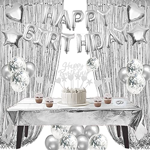 Comprar ZERODECO Decoraciones cumpleaños Promoción plateadas papel con globo Happy Birthday con flecos cortinas brillantes globos estrella corazón globos para fiesta cumpleaños Ofertas 2024 | regaloscumple.com