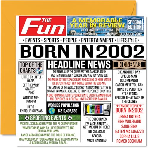 Oferta Tarjetas número hombres mujeres, nacido 2002, feliz cumpleaños hija, vintage, Back 2002, mm 145 tarjetas