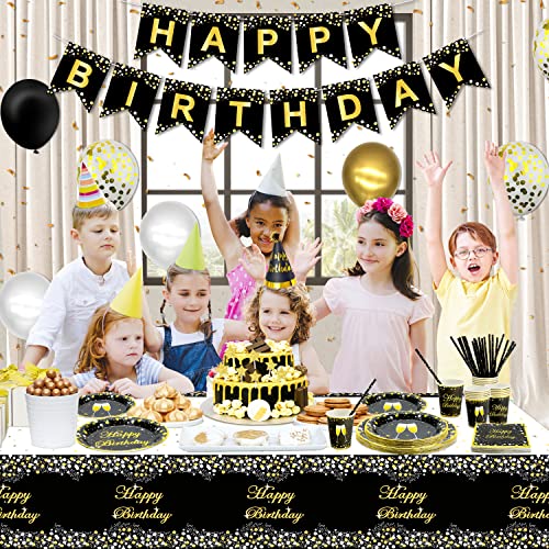 Ofertas de última hora 107 Suministros en y Pancarta Dorada, cumpleaños Decoraciones Bodas, 20 Negro