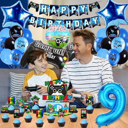 Ofertas Decoración Videojuego 9 - Globos Cumpleaños piezas Azul Negro, Calidad Respetuosos el Ambiente, Montar