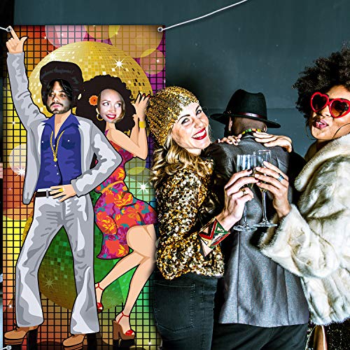 Ofertas Decoración de Fiesta Baile los Años 1970 Foto Props Grande Poliéster para Adornos Temática Disco Materiales con Cuerdas, Multicolor.