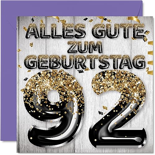 Consigue ahora 92. Tarjeta cumpleaños para hombres – Globos brillantes oro negro – Tarjetas cumpleaños para hombre 92 Navidad años papá bisabuelo abuelo 145 mm noventa y dos noventa y dos tarjetas Ofertas 2024 | regaloscumple.com